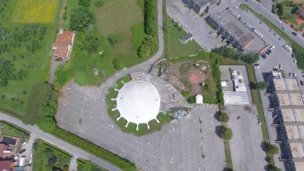 вид с воздуха на круговой спортивный стадион, видео
 - Кадры, видео