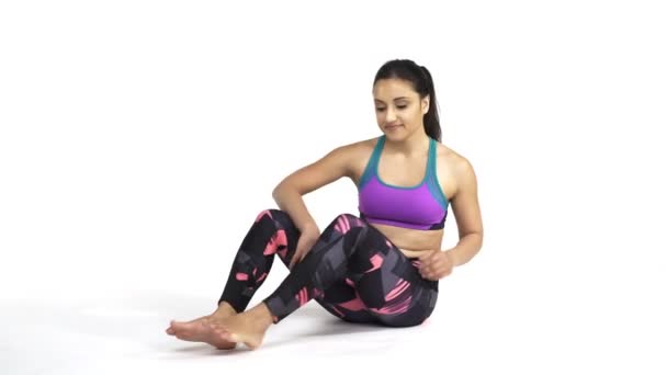 Woman practicing yoga Eight angled Pose - Felvétel, videó
