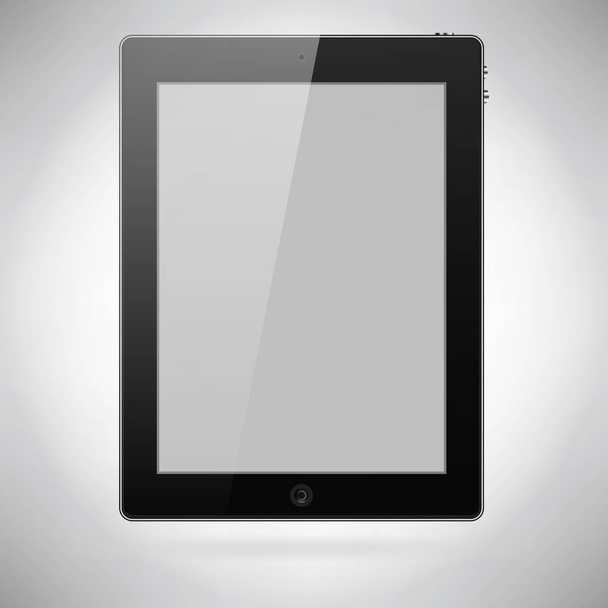 Realistic Tablet PC With Blank Screen. Vertical, Black. Isolated On White Background. - ベクター画像