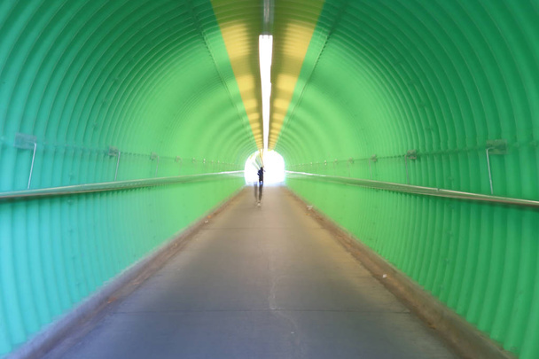 the deep of green color tunnel horror feel - Photo, Image