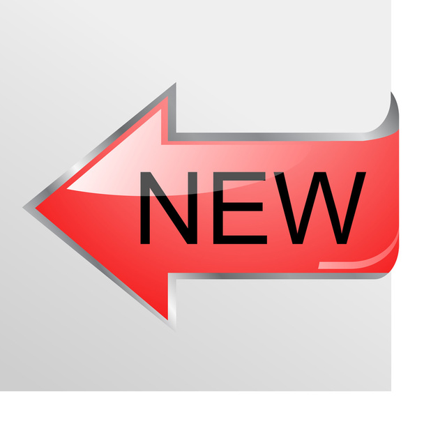 New red glossy bookmark or corner arrow ribbon - Vector, Imagen