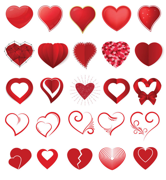 Coeur sur la Saint-Valentin dans l'amour vecteur beau signe rouge sur la célébration du coeur et carte de vœux avec l'amour et la sincérité ensemble illustration isolé sur fond blanc
 - Vecteur, image