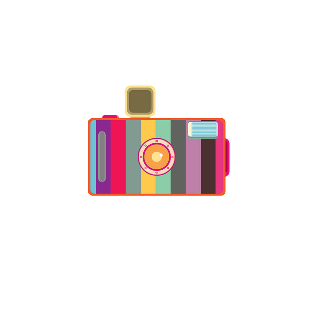 ヴィンテージのおもちゃカラフルなカメラのベクトルのロゴ。ビンテージ カメラのコミュニティのためのロゴ - ベクター画像