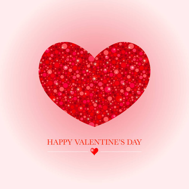 Valentines day card with glitter heart shap - Vector, imagen
