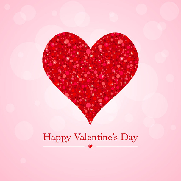 Valentines day card with glitter heart shape on a pink background - Vector, Image