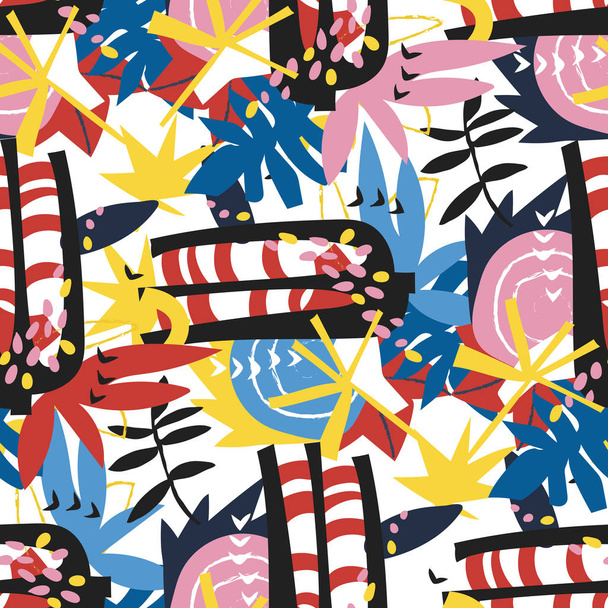 Eléments floraux abstraits collage papier - Vecteur, image