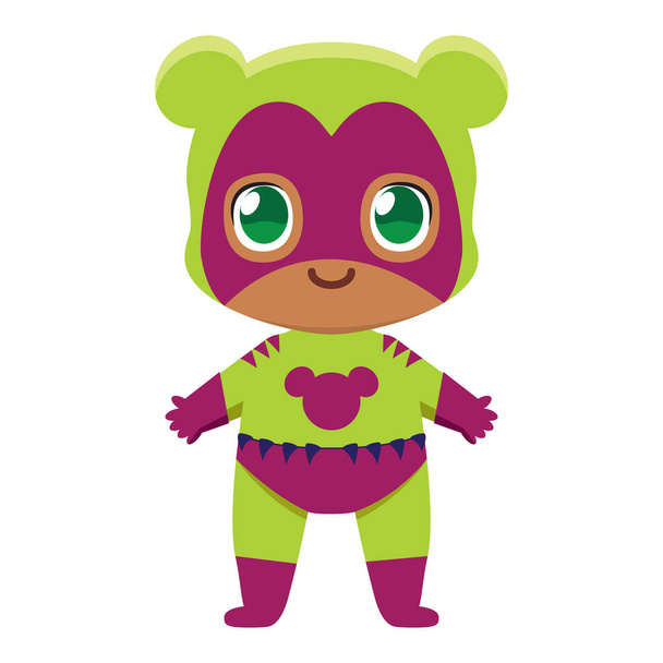 roztomilý kawaii kluk superhrdina, barevné, samostatný - Vektor, obrázek
