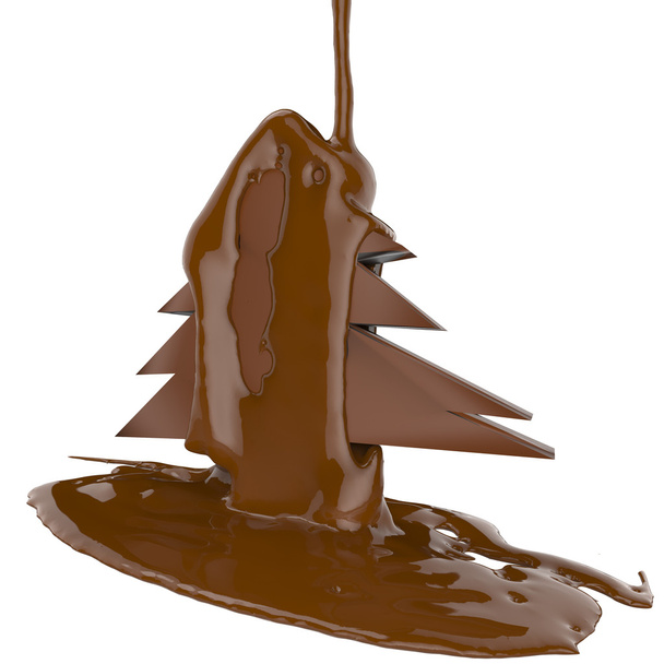 chocolate cacao flujo un árbol de navidad
 - Foto, imagen