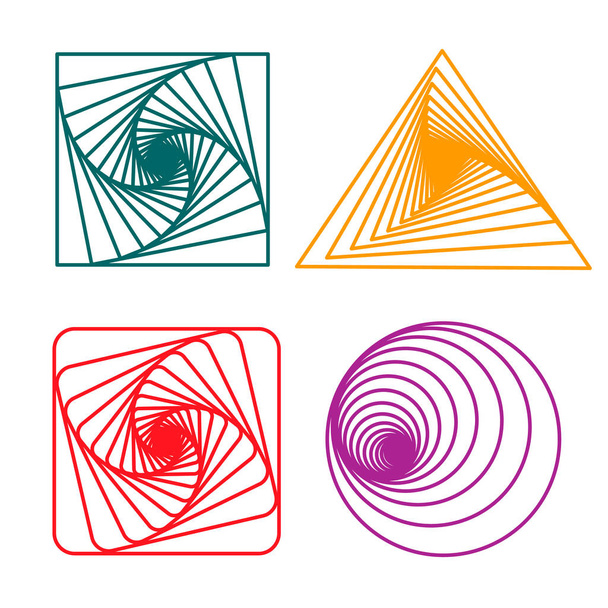 Wektor zestaw spirale koło kwadrat i Trójkąt - Wektor, obraz
