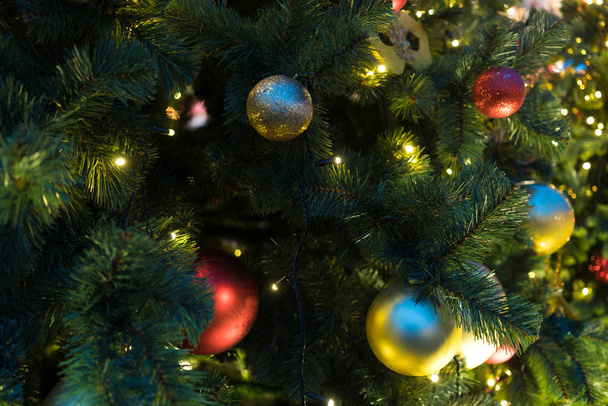 Christmas decorations on the branches fir - Zdjęcie, obraz