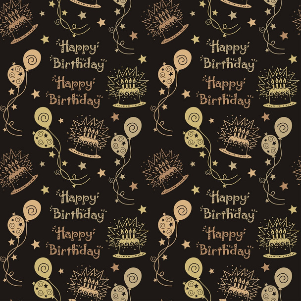 Feliz cumpleaños patrón fondo con color marrón
 - Vector, Imagen