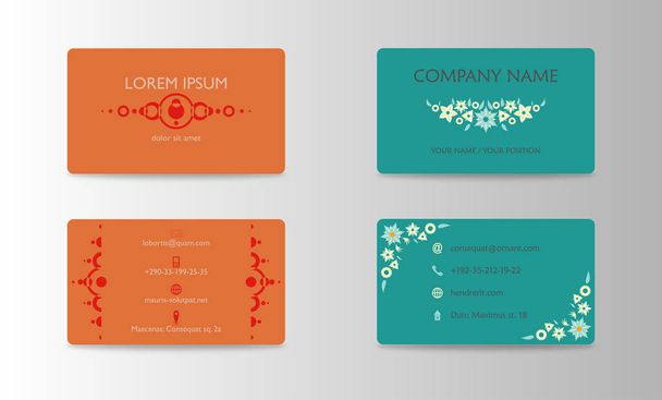 Vector modern creative and trending business card design template in hand made style. - Vector, Image
