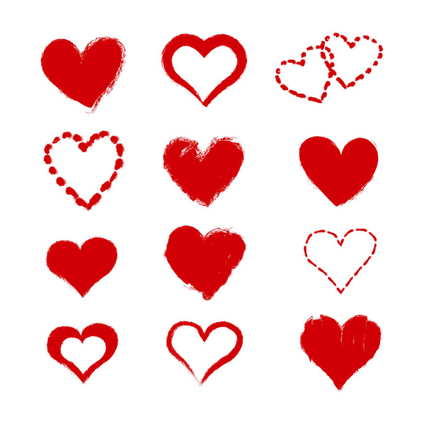 Коллекция гранж-сердец, элементы дизайна ко Дню Святого Валентина
 - Вектор,изображение