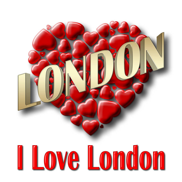 Stock Illustration - Love London, 3D Illustration, Isolated against the White Background. - Foto, afbeelding