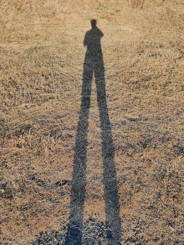 Sombra humana en la hierba seca
. - Foto, imagen