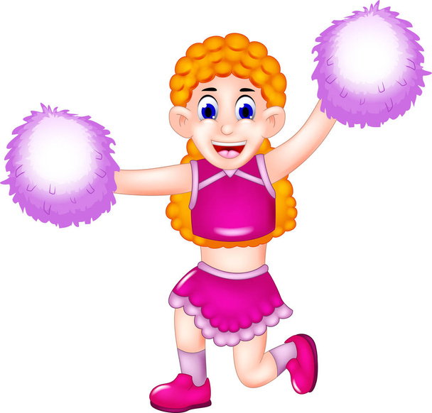 grappige cheerleading cartoon springen met lachen - Foto, afbeelding