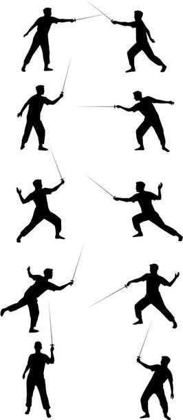 Fencing silhouettes - Wektor, obraz