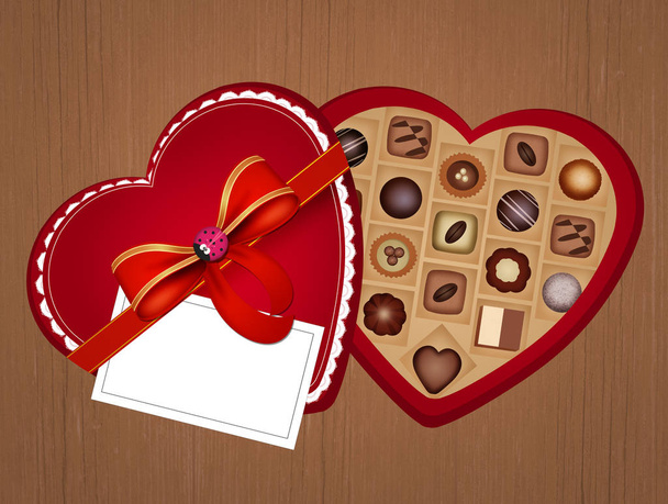 illustration of chocolates as a gift for Valentine's Day - Foto, afbeelding