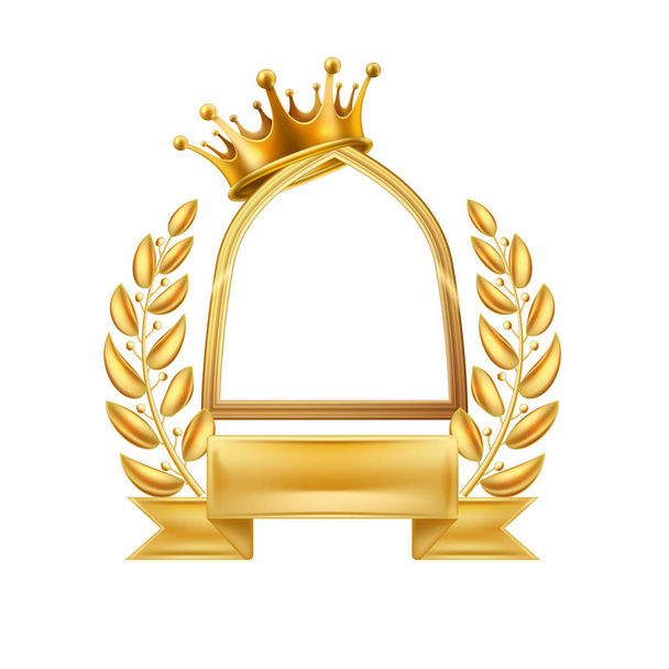 Corona de oro laurel corona ganador marco aislado
 - Vector, Imagen
