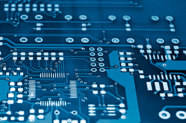 Placa de circuito impreso en azul eléctrico
 - Foto, Imagen