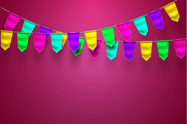 Vector realistic bunting 3d flag decoration - Vector, Image