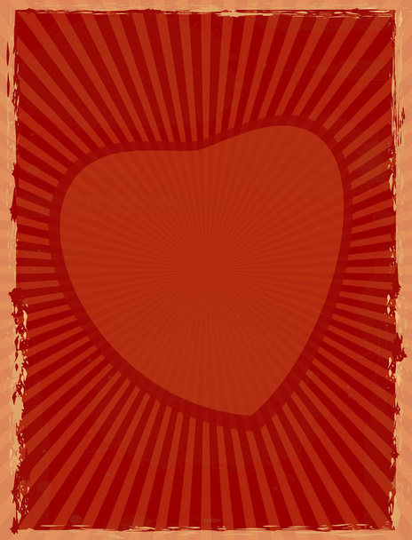 Red retro background with heart - Vector, Imagen