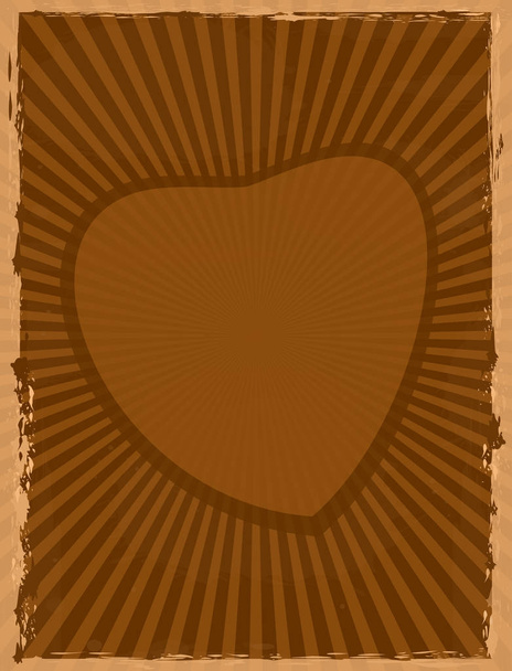 Brown grunge background with heart - Vector, Image