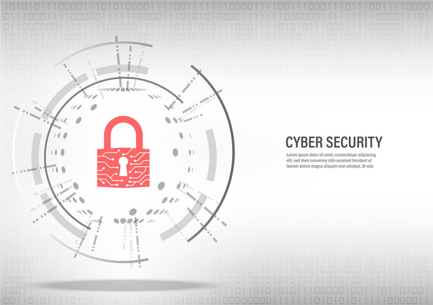Cyber Security Concept : Close padlock on digital white background. - Vector, Image