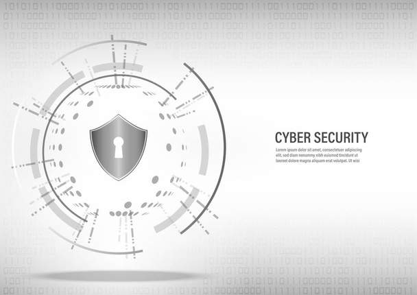 Koncepcja bezpieczeństwa cybernetycznego: Tarcza na białym tle cyfrowy. - Wektor, obraz