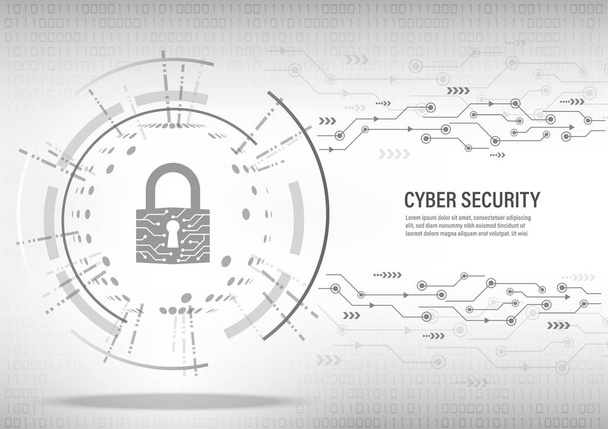 Cyber Security koncept: Zavřete visací zámek na digitální bílém pozadí. - Vektor, obrázek
