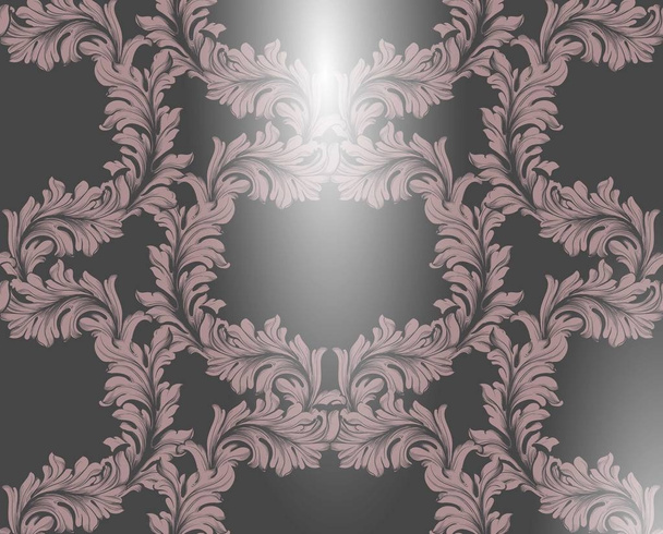 Patrón de damasco Ilustración vectorial decoración ornamento hecho a mano. Texturas de fondo barroco brillante
 - Vector, Imagen