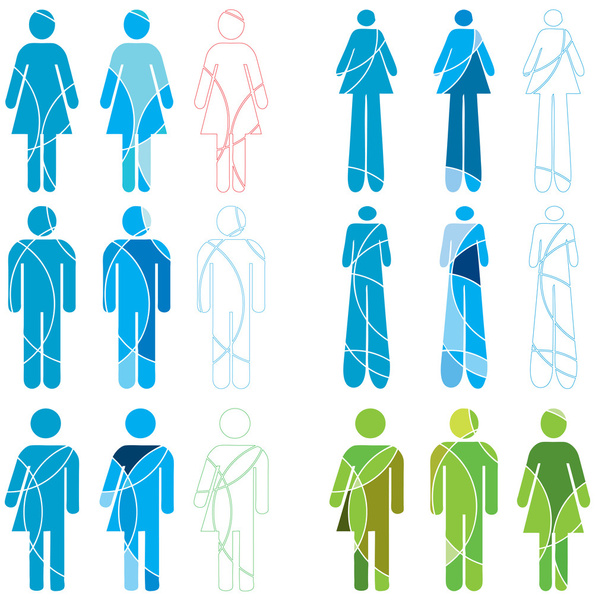 Um conjunto de ícones abstratos de gênero humano
 - Foto, Imagem