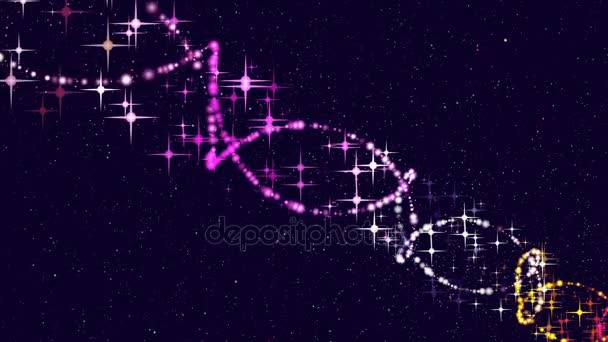 Тёмный абстрактный анимированный фон с частицами спиральных космических фантазий
 - Кадры, видео