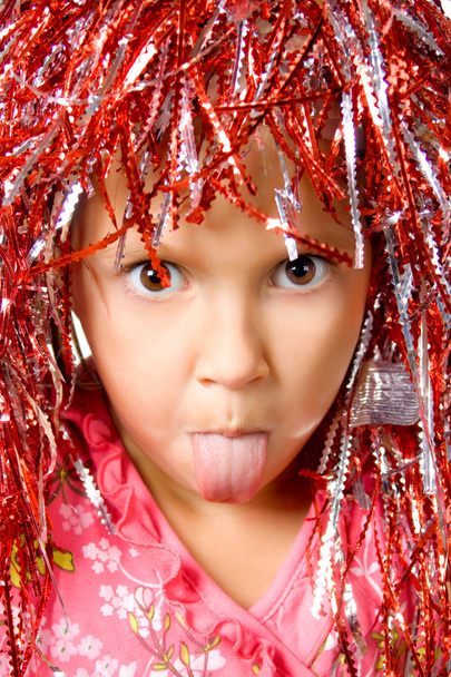Young girl with carnival wig - Фото, изображение