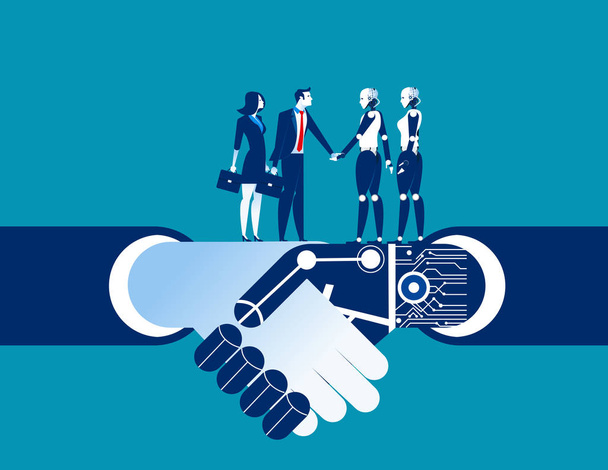 Human vs robot shake hand. Concept business automation illustrat - Vector, Image