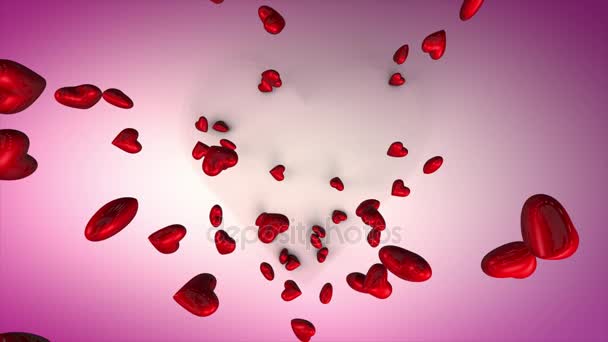Srdce padat a shromáždí v osobnost. Den svatého Valentýna 3d - Záběry, video
