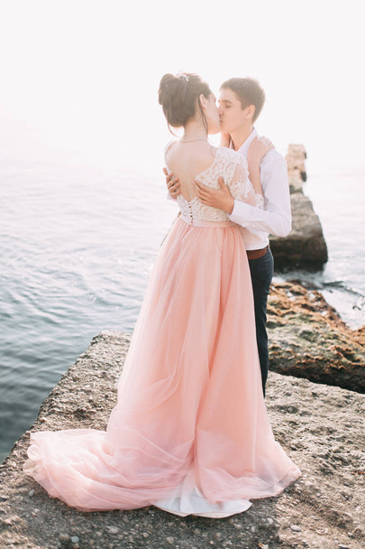modern wedding in the mountains in Sochi and the sea, a wedding in a European style by ca - 写真・画像