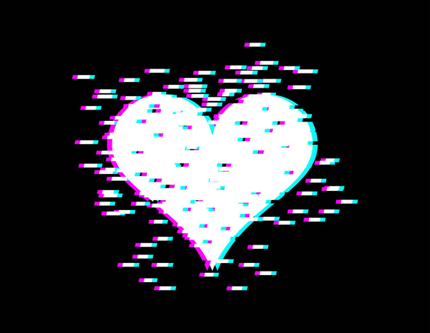 Love Heart efecto de fallo para el día de San Valentín. Día de los amantes. emblema
  - Vector, Imagen
