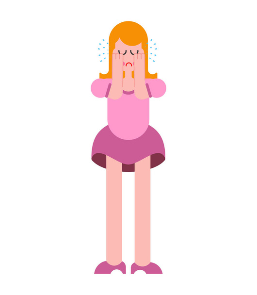 rosto de emoji punk triste com cabelo rosa e ilustração vetorial