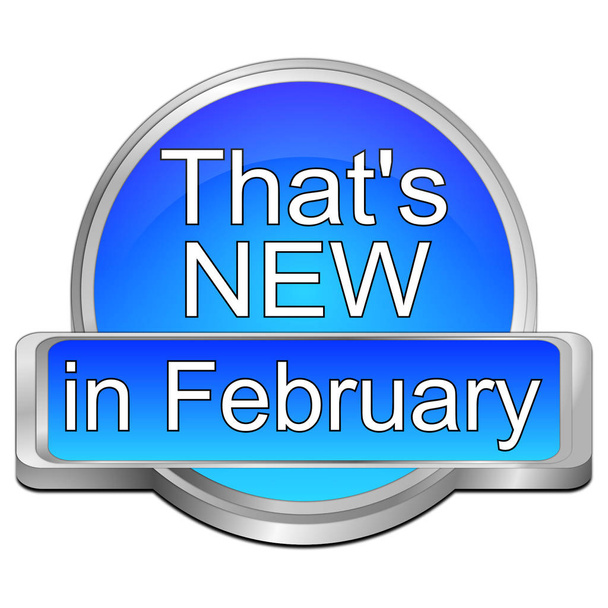 azul brillante Eso es nuevo en el botón de febrero - Ilustración 3D
 - Foto, Imagen