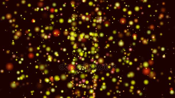 Ciemne tło animowane z cząstek czerwony i żółty ruchu cząstki kosmiczne Fantasy - Materiał filmowy, wideo