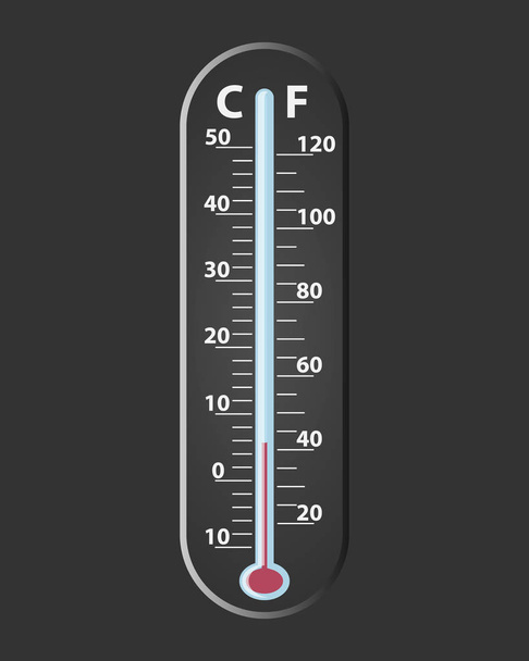 Black mercury thermometer. Temperature measuring device. Degree level. - Vector, Image