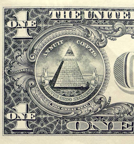 Primo piano di una banconota da un dollaro con tutti gli occhi che vedono
 - Foto, immagini