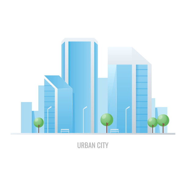 Eco city with skyscraper, city skyline with tree isolated on white background vector illustration - Vettoriali, immagini