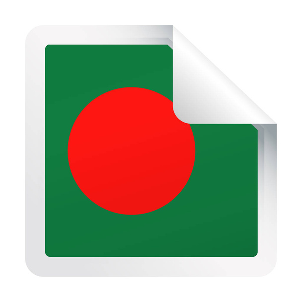 Icona di carta angolare quadrata vettoriale della bandiera del Bangladesh
 - Vettoriali, immagini