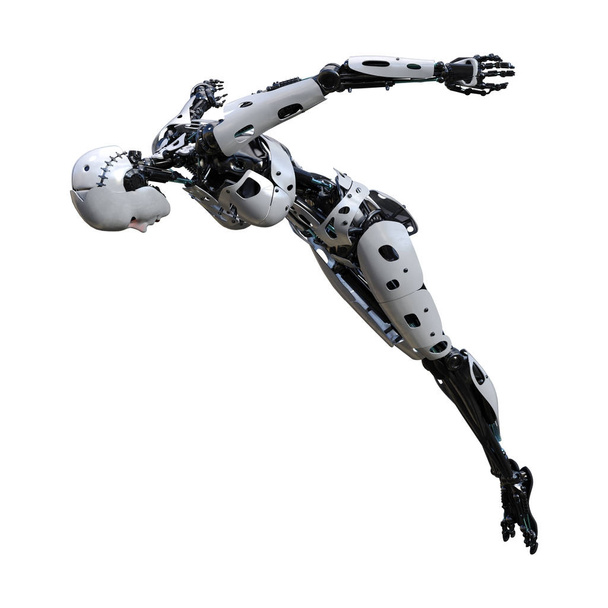 3D Rendering Female Robot on White - Foto, afbeelding