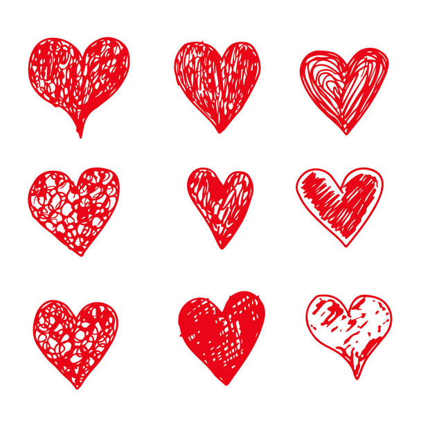 Hand zeichnen Herzen Symbole - Vektor, Bild