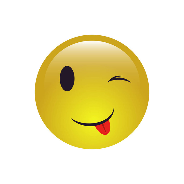 Icono emoji de cara sonriente guiñando
 - Vector, Imagen