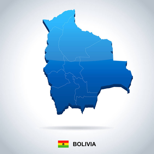 Bolivya - harita ve bayrak - detaylı vektör çizim - Vektör, Görsel