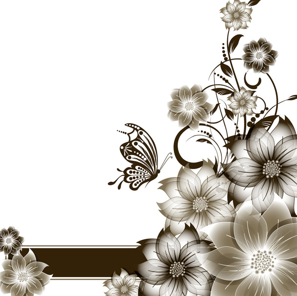 αφηρημένη διάνυσμα φόντο λουλούδι με πεταλούδα - Διάνυσμα, εικόνα